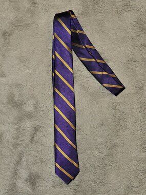 The Tie Bar Purple/yellow regiment stripe tie